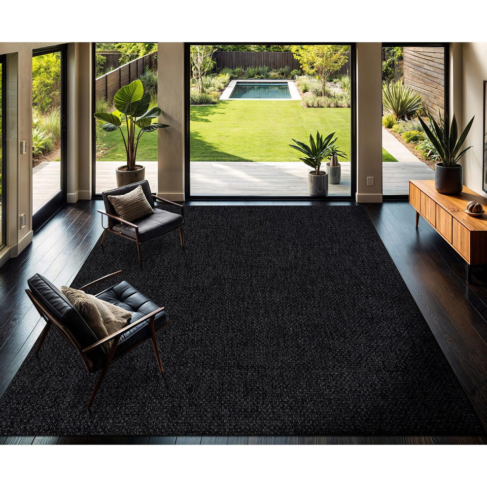 CAMILSON Easy Jute Rug 10x14, Indoor Outdoor Natural Color Fiber Area Rugs for Living Room Patio and Kitchen Rug, Sisal Boho Woven Design, Easy-Cleaning, Washable Outside Carpet Alfombras (10 x 14)