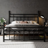 Feonase King Size Metal Platform Bed Frame with Victorian Classic Iron-Art Headboard & Footboard, Steel Slats Support, 12" Under Bed Storage, No Box Spring Needed, Easy Assembly, Noise-Free, Black