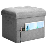 Storage Ottoman with Extra Thick Foam Padded Seat, Foldable Foot Rest Stool with Linen Fabric, 43L Ottoman with Storage Bench for Bedroom Living Room, Holds Up to 300lbs, 17x13x13in, Dark Gray