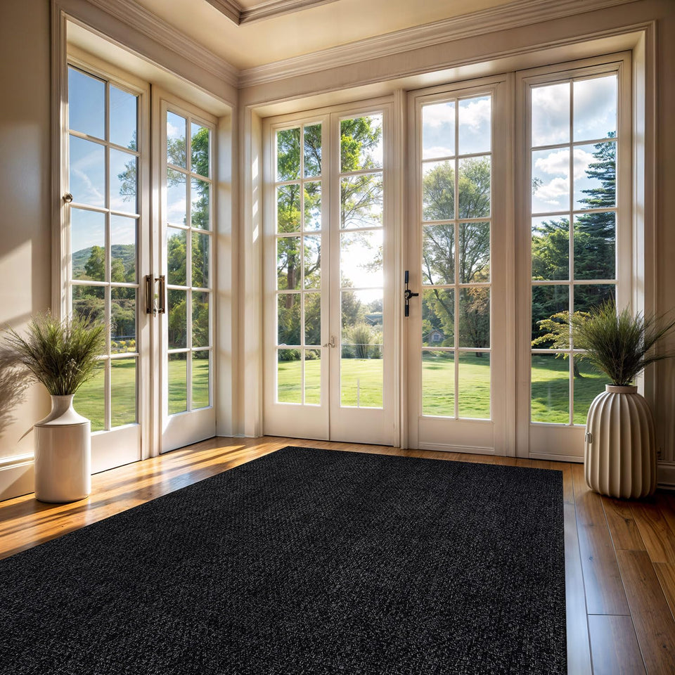 CAMILSON Easy Jute Rug 10x14, Indoor Outdoor Natural Color Fiber Area Rugs for Living Room Patio and Kitchen Rug Herringbone Woven Design Easy-Cleaning Washable Outside Carpet Alfombras 10 x 14