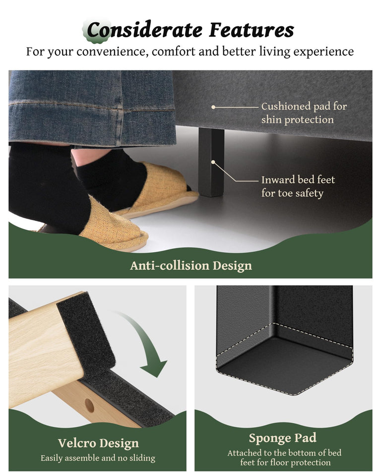 OHOHOLIVE King Size Bed Frame with 56" Headboard - 1000LBS Capacity Support, Velvet Upholstered Wingback Platform Bed Frame, Noise Free, Sturdy Wooden Slat Support