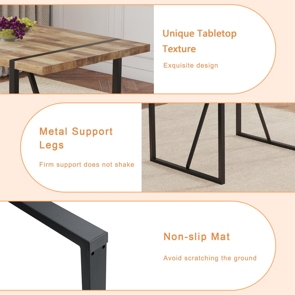 MUUOKY Dining Table Set for 4, Modern 55'' Wood Dinette Table Set for 4 with Fabric Dining Chairs,Table and Chairs Set of 4,Ideal for Kitchen Dining Room