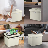 DocSafe Storage Ottoman with Lock,Fireproof Folding Ottoman Foot Rest Stool Storage Chest with Storage Safe for Important Documents,Waterproof 17 Inches Short Ottoman Foot Stool with Handles,Black