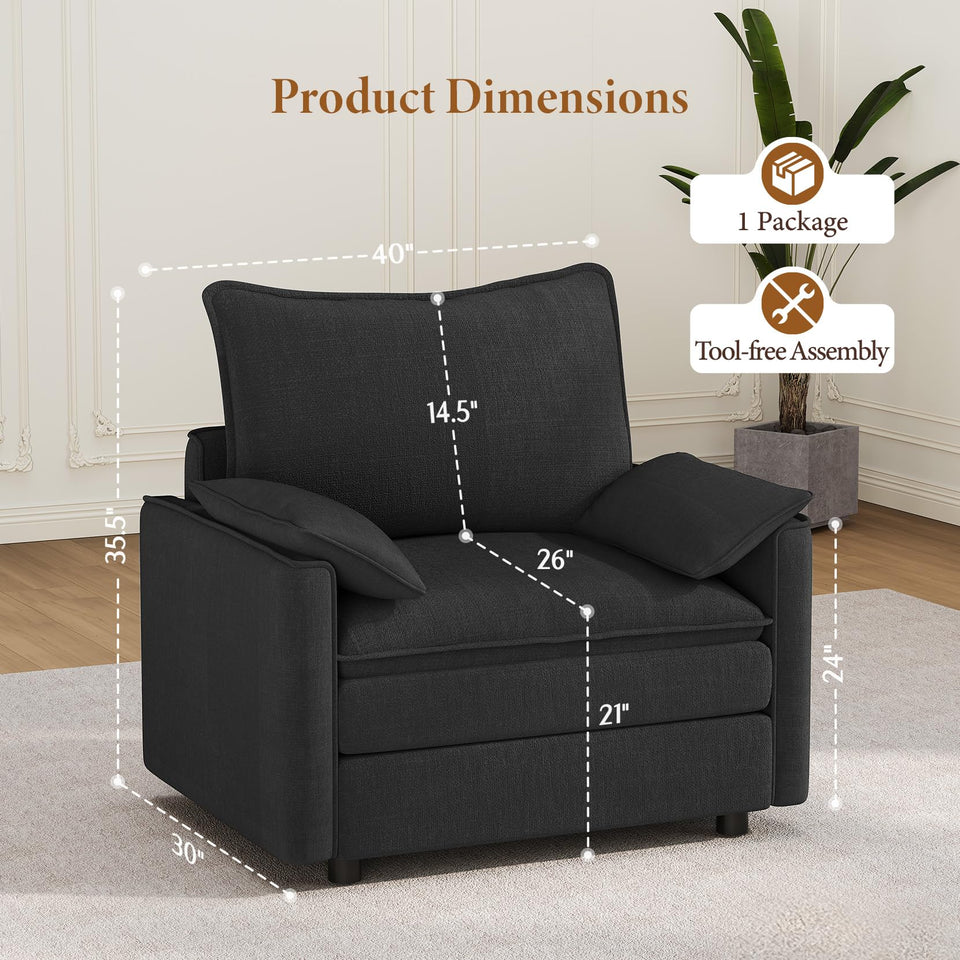 Vesgantti 142" U Shaped Sectional Couch, Comfy Cloud Modular Sectional Sofa with 2 Ottoman Deep Seat Chenille Modern Cloud Sofa, Modular Sofas for Living Room, Bedroom and Apartment, Beige