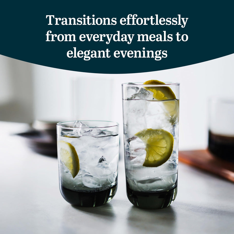 Libbey Ascent Tumbler and Rocks Drinking Glasses Set of 16, Glass Drinking Glasses with Curvature, Versatile Glassware Set for Parties and More