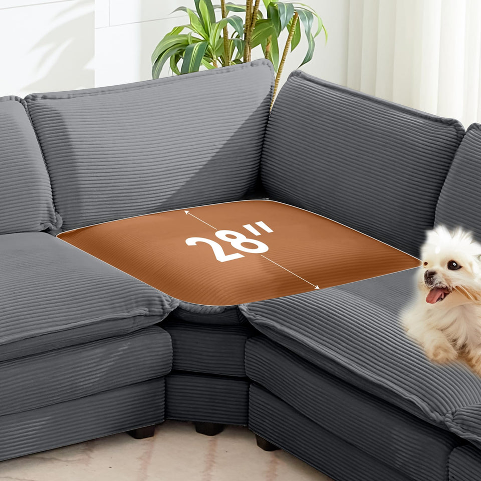 ROWHY 150'' Modular Sectional Sofa Cloud Couch, Corner Sofa Big Comfy Corduroy Oversized L Shaped Couch with 4 Pillows, Chaise, Ottoman, Deep Seat Couches for Living Room Office, Dark Grey