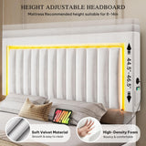 YITAHOME King Size Bed Frame with Adjustable Headboard, 4 Storage Drawers and RGB LED Lights, Velvet Upholstered Platform Bed with USB Ports, No Box Spring Needed, Fast Assembly, Noise-Free, Black