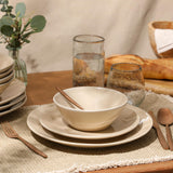 Bloomhouse Santorini Mist Double Bowl Terracotta Reactive Glaze Plates and Bowls Dinnerware Set - Amber, Service for Four (16pcs)