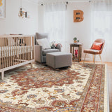 TOPRUUG Washable Oriental Area Rug - 12x15 Rugs for Living Room Soft Carpet for Bedroom Waterproof Floral Distressed Indoor Stain Resistant Non-Shedding Floor Carpets (Green, 12x15)