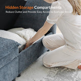 HULALA HOME 127'' Modular Sectional Sofa, Oversized U Shaped Couch with Storage Ottoman, Comfy Chenille Sofa with Deep Seat, 6 Seat Convertible Couches for Living Room, Beige