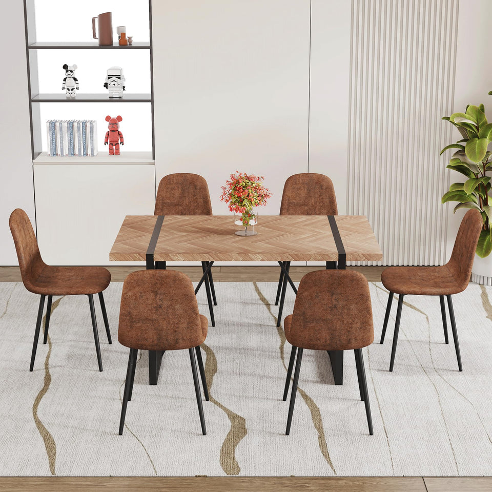 MUUOKY Dining Table Set for 4, Modern 55'' Wood Dinette Table Set for 4 with Fabric Dining Chairs,Table and Chairs Set of 4,Ideal for Kitchen Dining Room