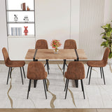 MUUOKY Dining Table Set for 4, Modern 55'' Wood Dinette Table Set for 4 with Fabric Dining Chairs,Table and Chairs Set of 4,Ideal for Kitchen Dining Room