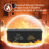 DocSafe Storage Ottoman with Lock,Fireproof Folding Ottoman Foot Rest Stool Storage Chest with Storage Safe for Important Documents,Waterproof 17 Inches Short Ottoman Foot Stool with Handles,Black