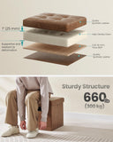 SONGMICS MAZIE Collection - 30 Inches Storage Ottoman Bench with Flipping Lid, Storage Chest Footstool, Load 660 lb, for Entryway, Living Room, Bedroom, Synthetic Leather, Black ULSF45BK