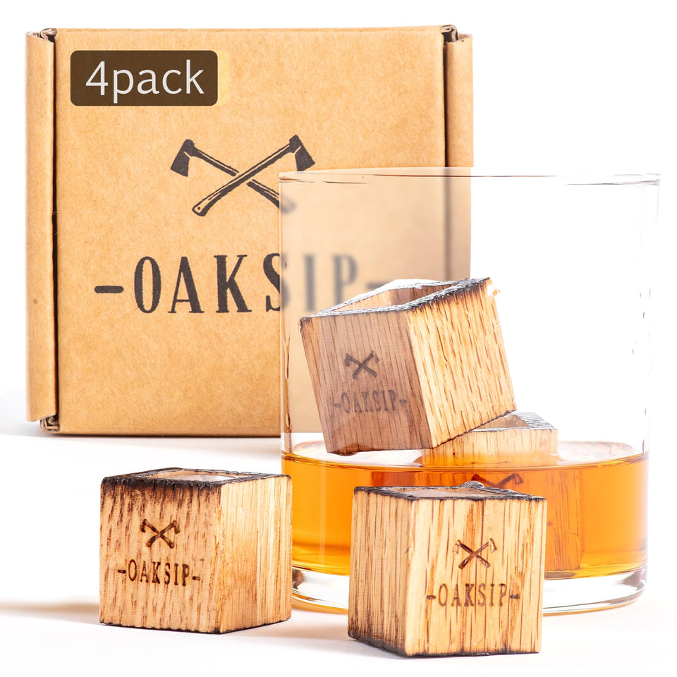 Oaksip The Original Charred Wooden Bourbon Drinking Glass | Charred Old Fashioned Glass | Bourbon Gifts for Men, Dad, or Brother | Whiskey Gifts