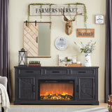 JXQTLINGMU Farmhouse Fireplace TV Stand for Up to 80 Inch TV, Entertainment Center with 30" Electric Fireplace for 65 75 Inch TV, 70" TV Stand with Storage Cabinet Drawer for Living Room (Off White)