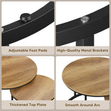 Smuxee Nesting Coffee Table Set of 2, 23.6" Round Coffee Table Wood Grain Top with Adjustable Non-Slip Feet, Industrial End Table Side Tables for Living Room Bedroom Balcony Yard