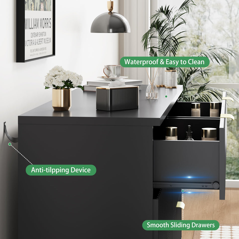 Fluted Dresser for Bedroom with 9 Drawers, 57" Wide Modern Chest of Drawers with Metal Handle, Wooden Dresser TV Stand, Wood Closet Clothes Storage Organizer for Living Room, Hallway, Natural Oak