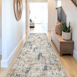 12x15 Area Rug for Living Room – Large Modern Neutral Abstract Thin Washable Carpet, Soft Low Pile Non-Slip Stain-Resistant for Bedroom Dining Room Home Office (Beige Grey)