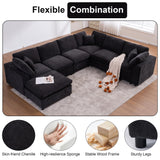 Tmsan 129.3" Oversized Modular Sectional Sofa, U Shaped Couch with Movable Ottoman, Large 7 Seat Corner Couches for Living Room, Spacious Space, Beige