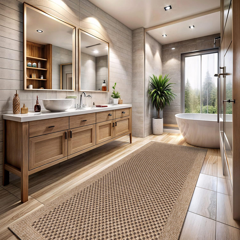 CAMILSON Easy Jute Rug 10x14, Indoor Outdoor Natural Color Fiber Area Rugs for Living Room Patio and Kitchen Rug, Sisal Boho Woven Design, Easy-Cleaning, Washable Outside Carpet Alfombras (10 x 14)