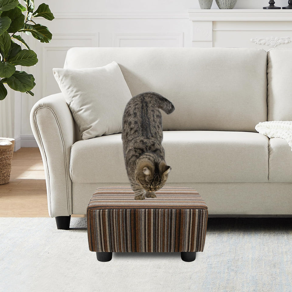 CAROLMADE Small Foot Stool Ottoman Footstool with Legs Under Desk Footrest for Living Room Bedroom and Office, Soft Ivory White