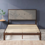 Zinus 12 Inch Solid Wood Platform Bed with Headboard/No Box Spring Needed/Wood Slat Support/Rustic Pine Finish, Queen