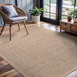 CAMILSON Easy Jute Rug 10x14, Indoor Outdoor Natural Color Fiber Area Rugs for Living Room Patio and Kitchen Rug, Sisal Boho Woven Design, Easy-Cleaning, Washable Outside Carpet Alfombras (10 x 14)
