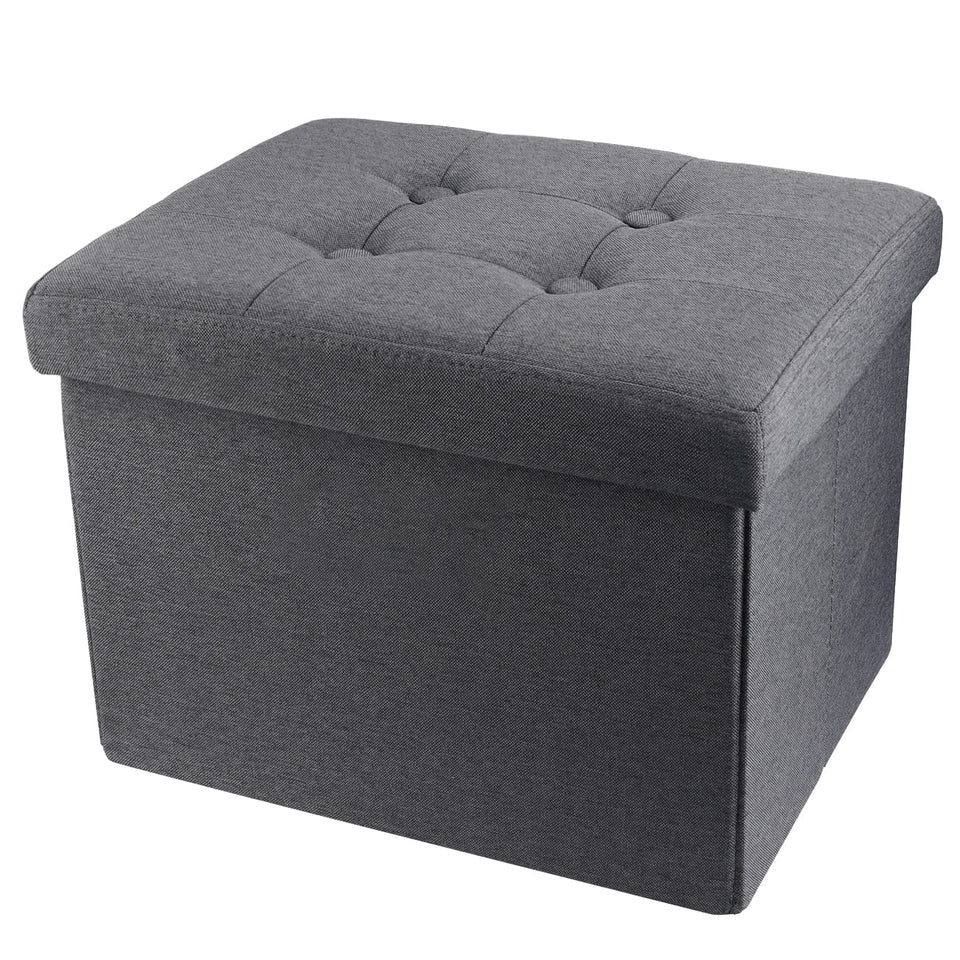 ALASDO Storage Ottoman Footrest Stool Small Ottoman with Storage Foldable Ottomans Foot Rest Footstool Bench for Living Room 17x13x13inches Grey