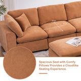 Tmsan 129.3" Oversized Modular Sectional Sofa, U Shaped Couch with Movable Ottoman, Large 7 Seat Corner Couches for Living Room, Spacious Space, Beige