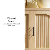 Walker Edison Sasha 4-Door Reeded Sideboard Buffet with Cord Management, 70 Inch, Coastal Oak