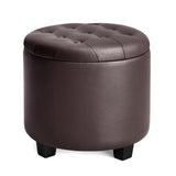 SONGMICS Round Ottoman, Ottoman with Storage, 17.7 Dia. x 17.5 H Inches Foot Rest with Legs, Load up to 330 lb, for Living Room, Bedroom, Dark Gray ULOM011G01