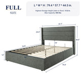 Allewie King Size Lift Up Storage Bed, Modern Wingback Headboard, Hydraulic Support, No Box Spring Needed, Light Beige