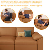 EASE MOOSE Leather Sectional Couch, Oversized Modular Sectional Sofas, Wide Deep Seat Modular Couch, Scratch Resistant Faux Leather Material, L Shaped Sofa for Big Spaces,Beige
