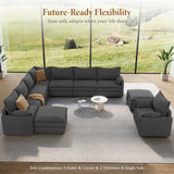 Vesgantti 142" U Shaped Sectional Couch, Comfy Cloud Modular Sectional Sofa with 2 Ottoman Deep Seat Chenille Modern Cloud Sofa, Modular Sofas for Living Room, Bedroom and Apartment, Beige