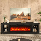 oneinmil 80" Fireplace TV Stand, 50 Inch Electric Fireplace & Modern Entertainment Center, TV Console with Adjustable Shelf & Glass Door for TVs Up to 90", Fire Place TV Stands for Living Room, Black