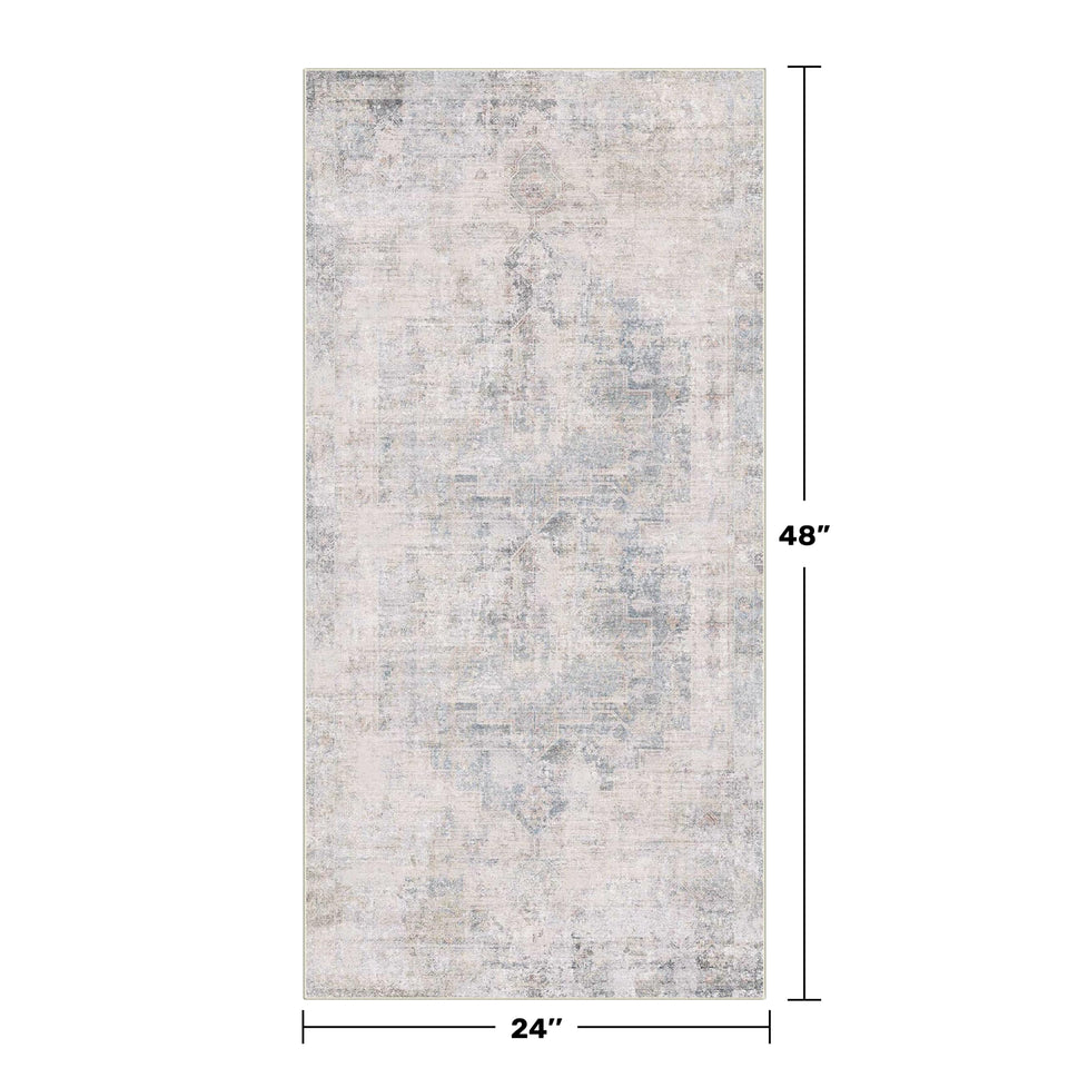 Neutral Living Room Rug - 10x14 Farmhouse Beige Brown Large Area Rug for Dining Room, Bedroom, Low Pile Lightweight Washable