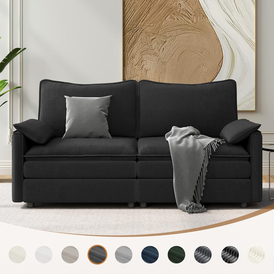 Vesgantti 142" U Shaped Sectional Couch, Comfy Cloud Modular Sectional Sofa with 2 Ottoman Deep Seat Chenille Modern Cloud Sofa, Modular Sofas for Living Room, Bedroom and Apartment, Beige