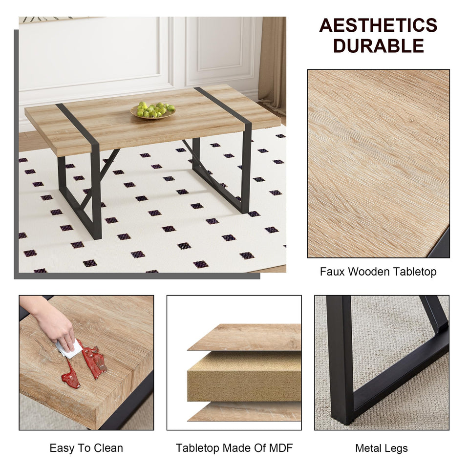 MUUOKY Dining Table Set for 4, Modern 55'' Wood Dinette Table Set for 4 with Fabric Dining Chairs,Table and Chairs Set of 4,Ideal for Kitchen Dining Room