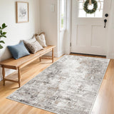 12x15 Area Rug for Living Room – Large Modern Neutral Abstract Thin Washable Carpet, Soft Low Pile Non-Slip Stain-Resistant for Bedroom Dining Room Home Office (Beige Grey)