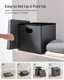 SONGMICS MAZIE Collection - 30 Inches Storage Ottoman Bench with Flipping Lid, Storage Chest Footstool, Load 660 lb, for Entryway, Living Room, Bedroom, Synthetic Leather, Black ULSF45BK