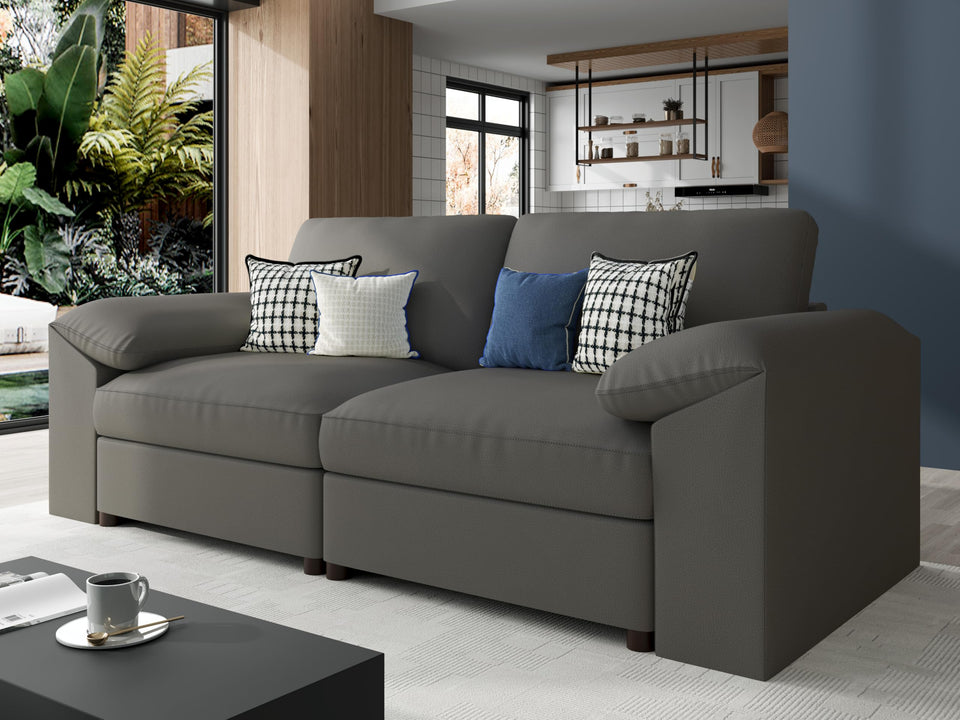 EASE MOOSE Leather Sectional Couch, Oversized Modular Sectional Sofas, Wide Deep Seat Modular Couch, Scratch Resistant Faux Leather Material, L Shaped Sofa for Big Spaces,Beige