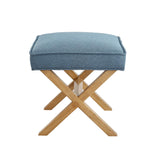 Amazon Basics Small Ottoman Foot Rest, Mid-Century Modern X Square Polyester Foot Stool, Linen, Ivory White, 18"D x 19.8"W x 18.3"H (Previously Rivet Brand)