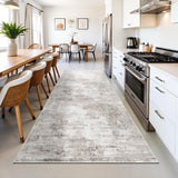 12x15 Area Rug for Living Room – Large Modern Neutral Abstract Thin Washable Carpet, Soft Low Pile Non-Slip Stain-Resistant for Bedroom Dining Room Home Office (Beige Grey)