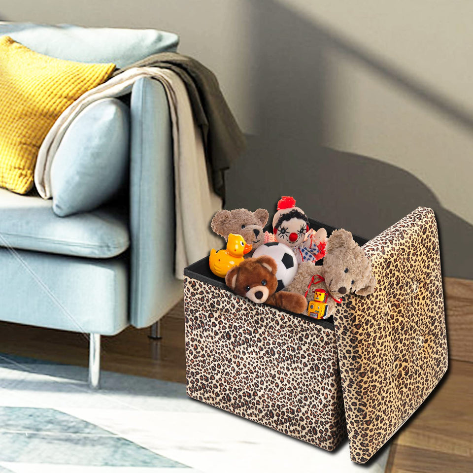 ALASDO Storage Ottoman Footrest Stool Small Ottoman with Storage Foldable Ottomans Foot Rest Footstool Bench for Living Room 17x13x13inches Grey