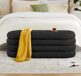 Busaurus Storage Ottoman Bench 49.2 Inch Upholstered Fabric Storage Bench for Bedroom End of Bed Aesthetic Large Oval Ottoman for Living Room Entryway (Ivory)