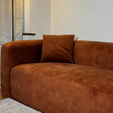 Acanva Luxury Modern Tight Curved Back Velvet Sofa, Minimalist Style Comfy Couch for Living Room Apartment, 3 Seater, Cream