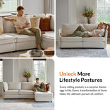 HULALA HOME 127'' Modular Sectional Sofa, Oversized U Shaped Couch with Storage Ottoman, Comfy Chenille Sofa with Deep Seat, 6 Seat Convertible Couches for Living Room, Beige