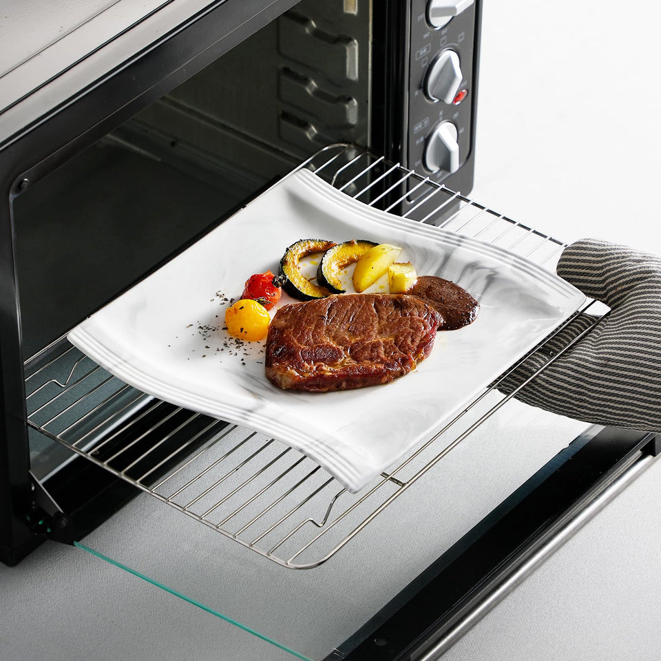 MALACASA Ivory White Dinnerware Sets, 30-Piece Porcelain Plates and Bowls Sets, Modern Dish Set for 6, Square Plates Dinnerware Set Kitchen Dishware Sets, Microwave and Dishwasher Safe, Series Flora