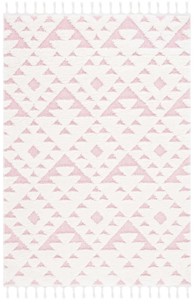 SAFAVIEH Area Rug 8x10 - Moroccan Tassel Shag Collection - Large - Ivory & Brown, Boho Design, Non-Shedding & Easy Cleaning, Plush Pile, Ideal for Living Room, Bedroom, Dining Space (MTS688A)